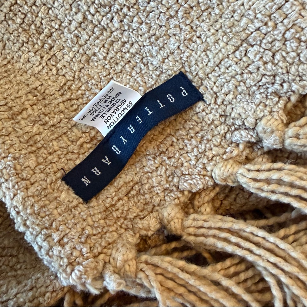 Pottery Barn Mustard Yellow Tasseled Fringe Throw Blanket and 2 Pillow Cases - Picture 4 of 10